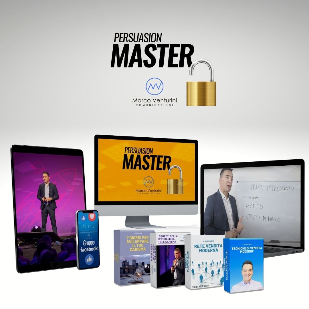 Persuasion Master, pacchetto di quattro corsi su tecniche di vendita, persuasione e sviluppo del carisma